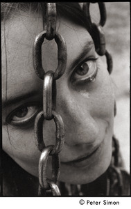 Close-up portrait of Verandah Porche on a swing set with chains