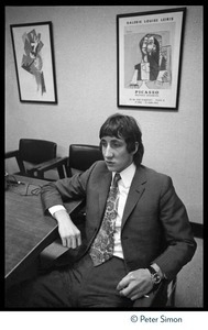 Pete Townshend: portrait while seated at an interview