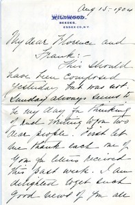 Letter from Annie Jean Lyman to Florence Porter Lyman and Frank Lyman