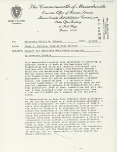 Letter from Elmer C. Bartels to Philip W. Johnson