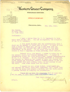 Letter from A. P. Spencer to W. E. B. Du Bois