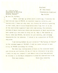 Letter from P. S. Joshi to W. E. B. Du Bois