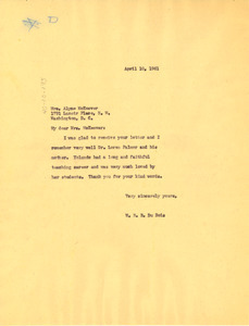 Letter from W. E. B. Du Bois to Alyne McKeever