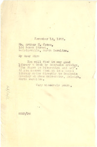 Letter from W. E. B. Du Bois to Arthur H. Jones