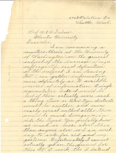 Letter from V.G. Lowman to W. E. B. Du Bois