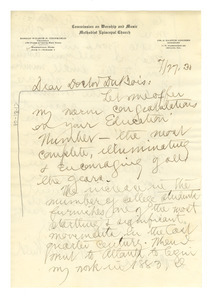 Letter from Bishop W. P. Thirkield to W. E. B. Du Bois