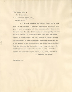 Letter from L. Hasbrouck Von Sahler to W. E. B. Du Bois