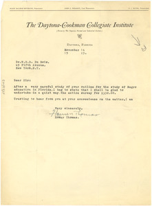 Letter from Homer Thomas to W. E. B. Du Bois