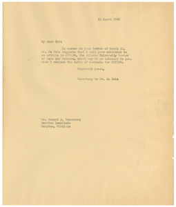 Letter from Ellen Irene Diggs to Samuel A. Rosenberg