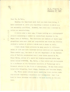 Letter from Milton Rogovin to W. E. B. Du Bois