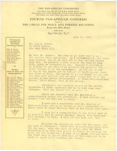 Letter from Circle for Peace and Foreign Relations to W. E. B. Du Bois