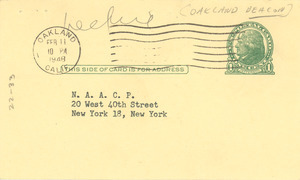 Postcard from Beacon to NAACP