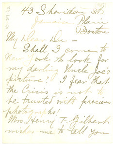 Letter from Maud Cuney-Hare to W. E. B. Du Bois