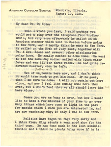 Letter from Lillie Mae Hubbard to W. E. B. Du Bois