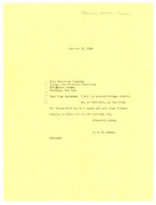 Letter from W. E. B. Du Bois to Brooklyn Wallace for President Committee