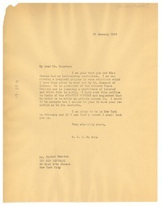Letter from W. E. B. Du Bois to New Republic