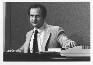 Harold S. Stone with cassette tape and player