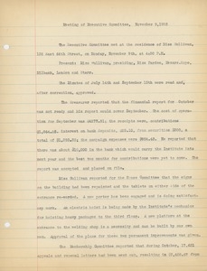 Meeting minutes of the Executive Committee of the Institute for Crippled and Disabled Men