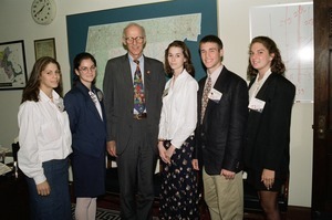 Congressman John W. Olver with visitors from the National Young Leaders Conference, in his congressional office