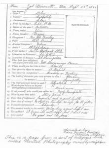 Autograph Book Questionnaire: Dr. James Naismith entry