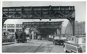 Removing last segment of Atlantic Avenue Elevated on Commercial Street used for train layovers etc., looking toward tower C