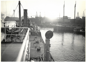 [View of the Chelsea River from an unknown ship deck]