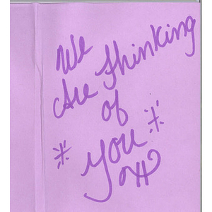 Card from a woman at the Western Massachusetts Correctional Alcohol Center