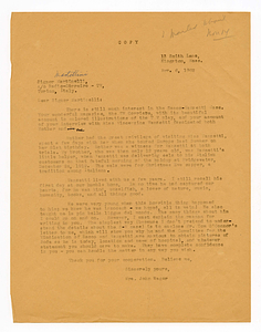 Letter from Mrs. John Wager to Signor Martellini, November 6, 1962