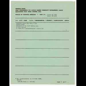 Agenda, minutes and attendance list for residents of "on site" burning area meeting on August 15, 1963