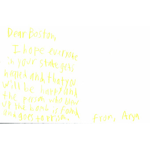 "Boston" card from a California student
