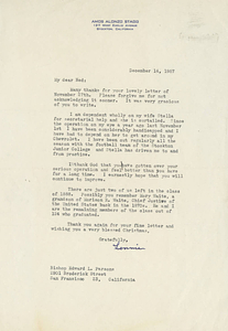 Letter from Amos Alonzo Stagg to Edward L. Parsons (December 14, 1957)