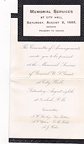 Invitation to memorial services for Ulysses S. Grant