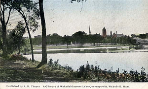 A glimpse of Wakefield across Lake Quannapowitt, Wakefield, Mass.