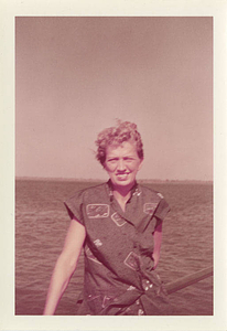 C. Lynn Vendien in the middle of the ocean (ca. 1958)