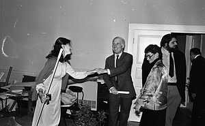 Mayor Kevin H. White with unknown women at the Strand Theatre