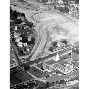 Western suburb or South road construction, public building, lower right, close up, unidentified