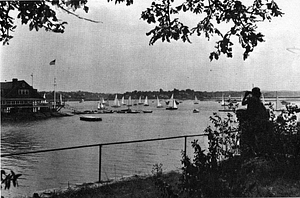 The Annisquam Yacht Club on a racing day, Annisquam, Cape Ann, Massachusetts