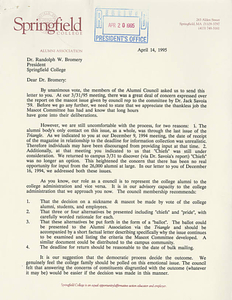 Letter from Alumni Council to President Randolph Bromery (April 14, 1995)