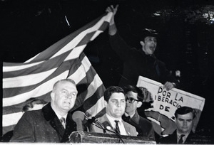 Young Americans for Freedom pro-Vietnam War demonstration, Boston Common: Dapper O'Neil at podium