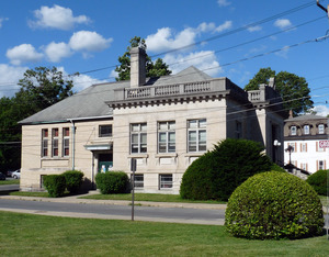 Wheeler Memorial Library, Orange, Mass.: exterior side view