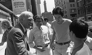 Mayor Kevin White greets attendees at the 1979 August Moon Festival