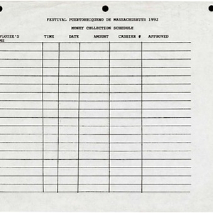 Festival Puertorriqueño de Massachusetts 1992 money collection schedule