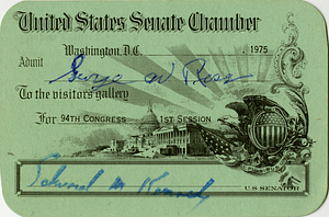 George W. Rose United States Senate Chamber visitor's card