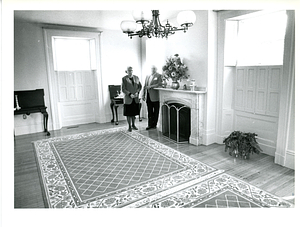 Florence and Paul Freitas in the sitting room of the Commonwealth House