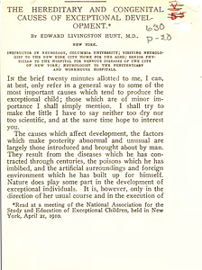 The hereditary and congenital causes of exceptional development