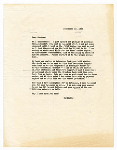 Letter from Catherine Hirsch to Günter Behrmann, September 18, 1967