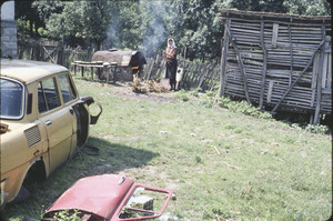 Disintegrating car and shed, Orašac