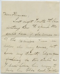 Letter from Jenny Bliss to Florence Porter Lyman