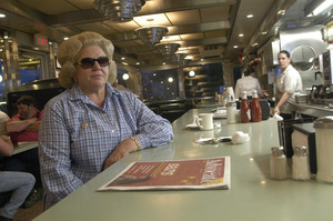Whately Diner: customer with dark glasses, seated at the counter