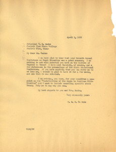 Letter from W. E. B. Du Bois to W. R. Banks
